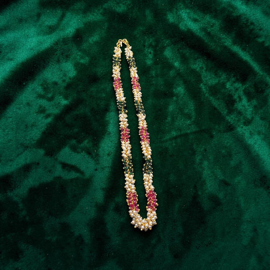 Pearl Necklace/Maroon,Multicolour,Black