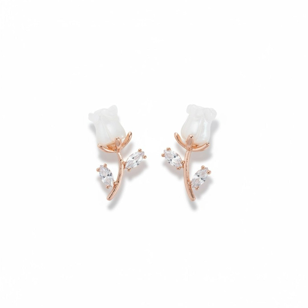 Flower Pearl and Stone Stud