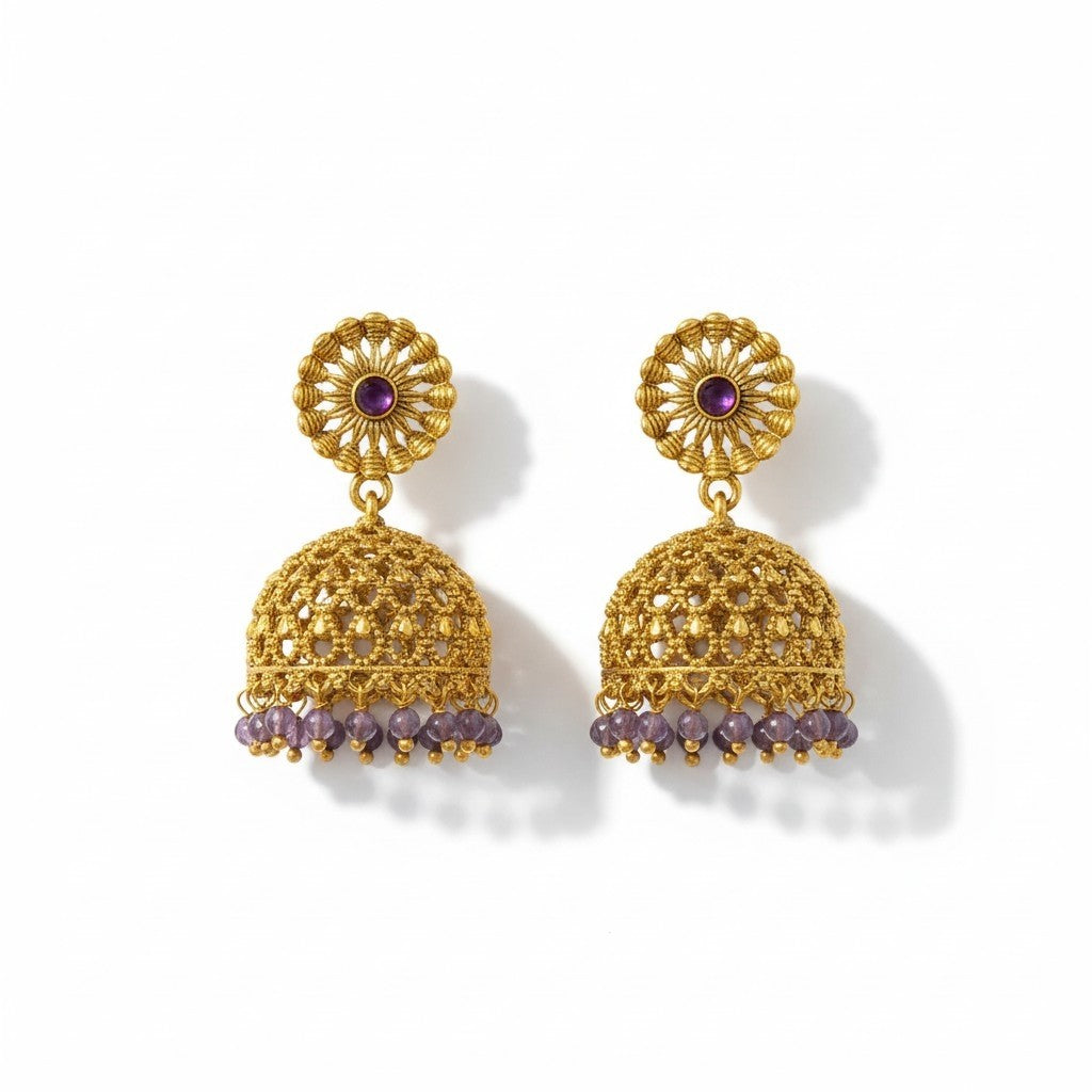 Dark Purple Stone Jhumka