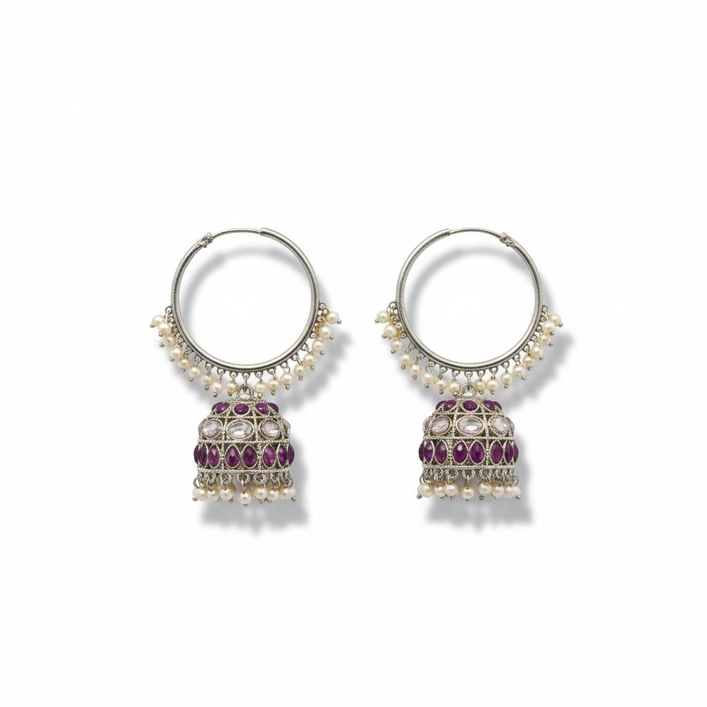 Purple Jhumka Earrings