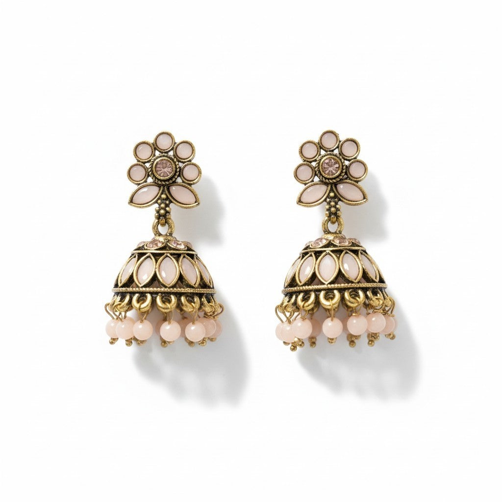 Pink Stone Jhumka