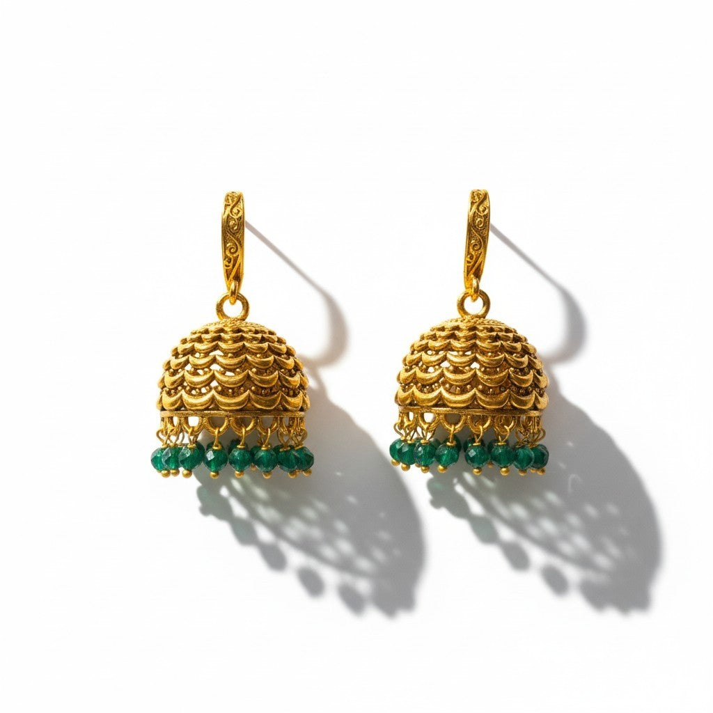 Green Jhumka Medium