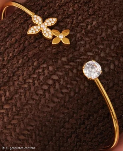 18k Gold Plated PVD Coating and Zircon Inlay