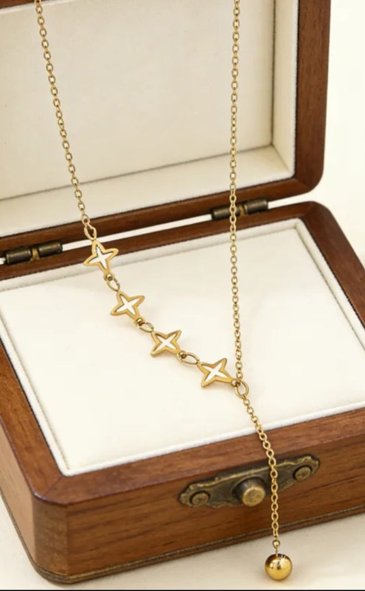 Star Necklace Cable Chain 18K Plated Waterproof