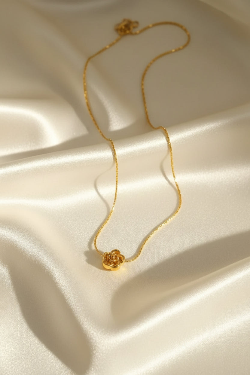 Zircon Flower Necklace 18K Gold Plated Waterproof