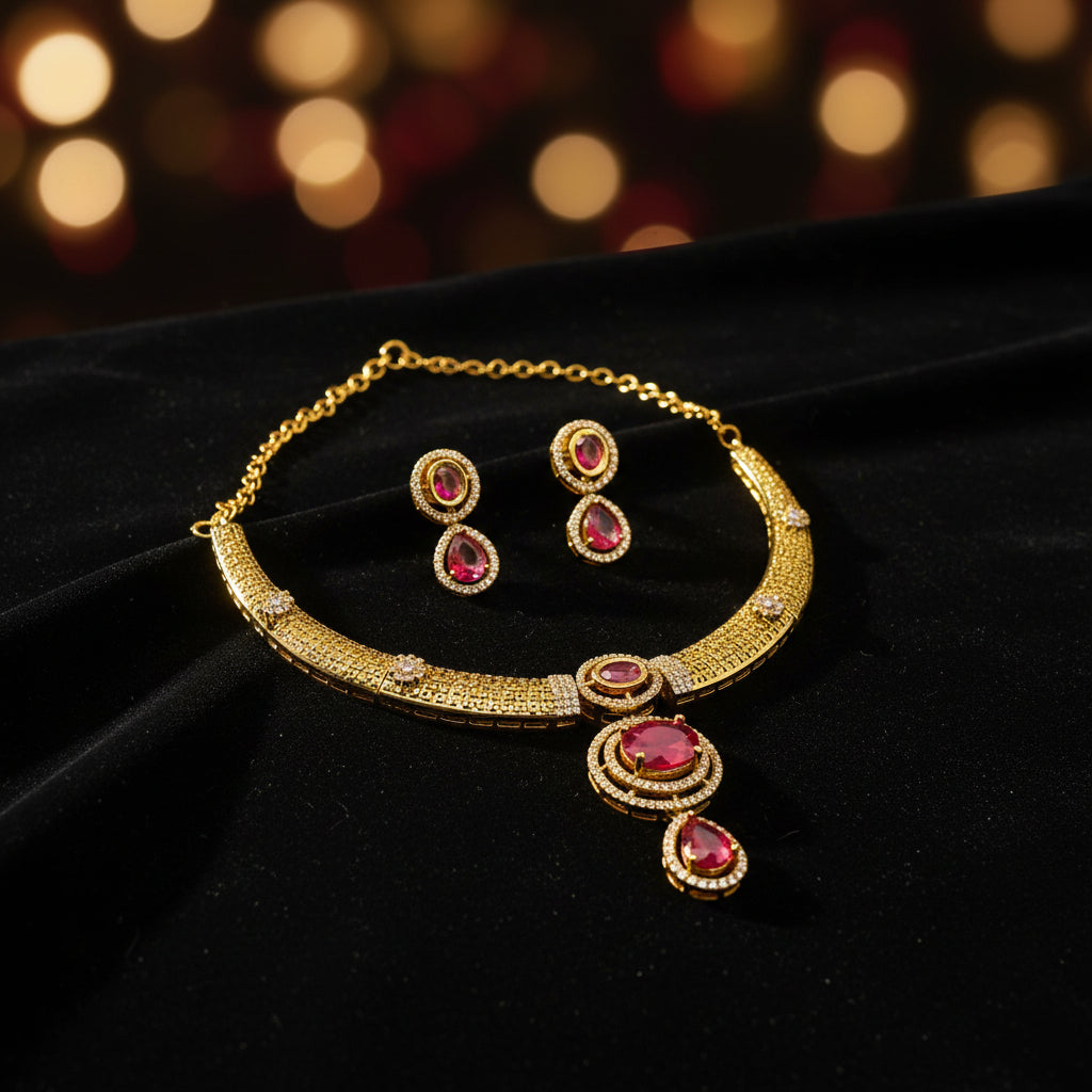Ruby Stone Necklace Set