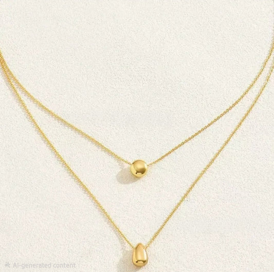 Water Droplets Necklace 18K Gold Plated waterproof