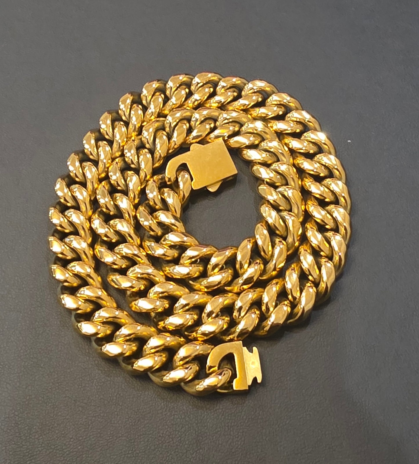 Hip Hop style 18k PVD Gold Plated Mens Chain/14mm/20nch