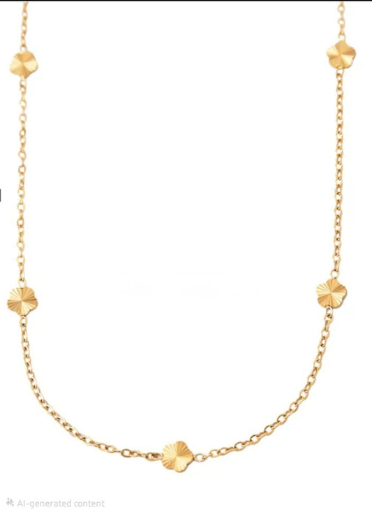 Flower Necklace 18K Gold Plated Waterproof