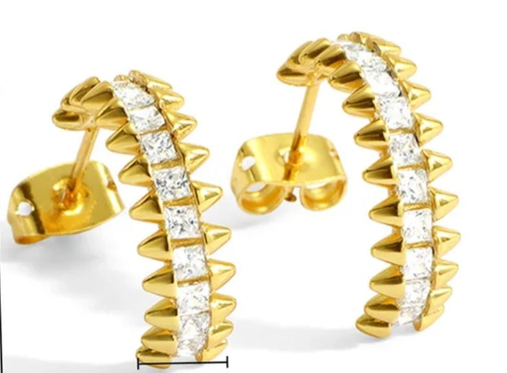 Zircon Ear Stud 18K Gold Plated Waterproof