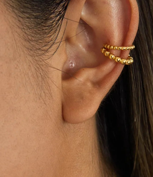 18K Gold Plated Double Clip One Pair Earrings