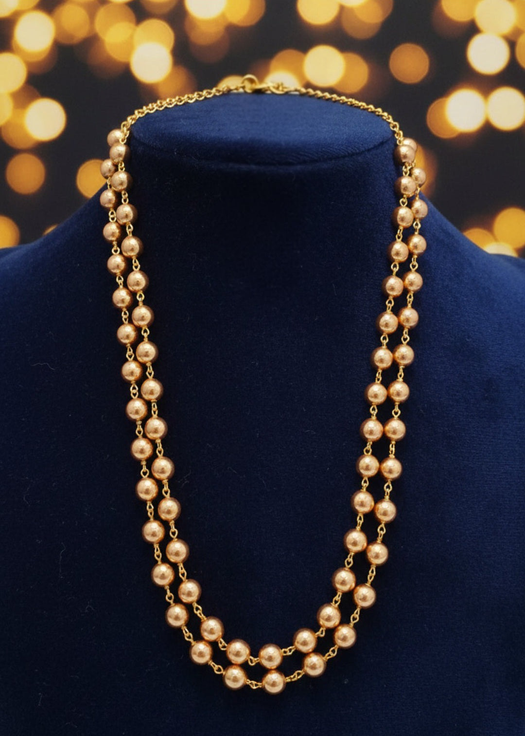 Rose Gold Beads Two Layer Neclace