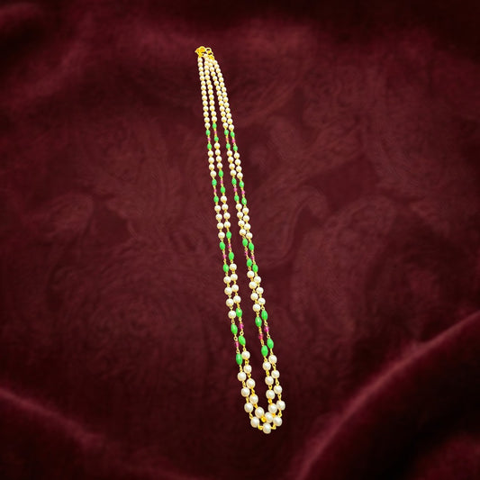 Pearl,Green and Pink Necklace