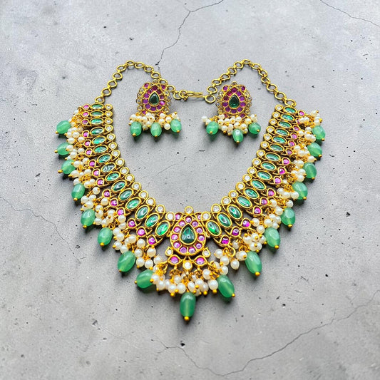 Green Pearl Temple Necklace