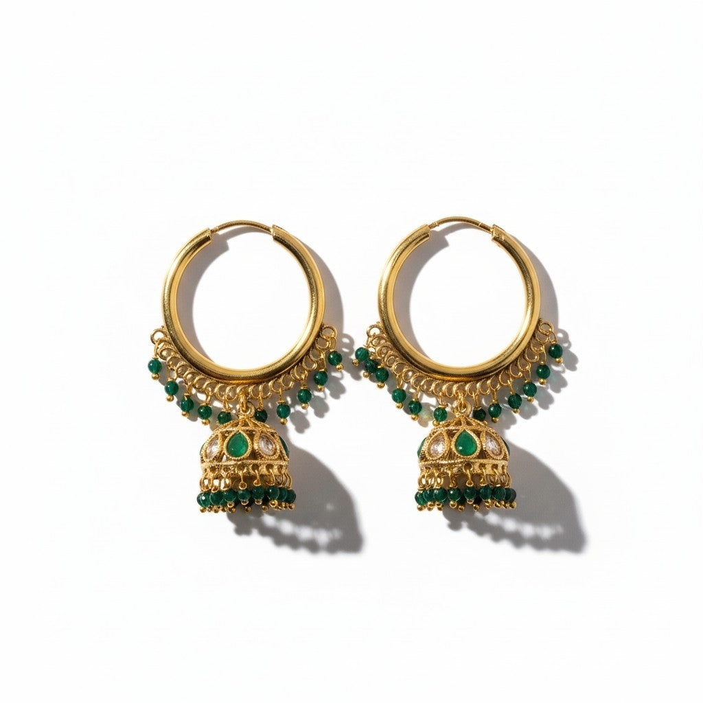 Green Jhumka Earings