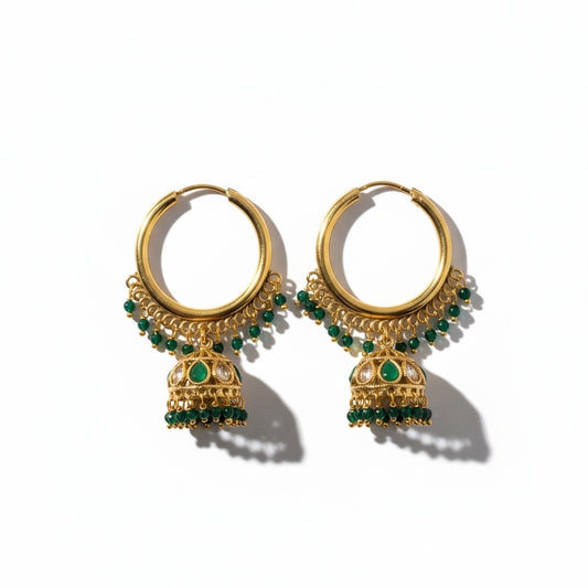 Green Jhumka Earings