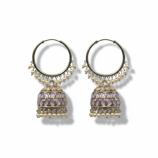 Lavender Jhumka Earings
