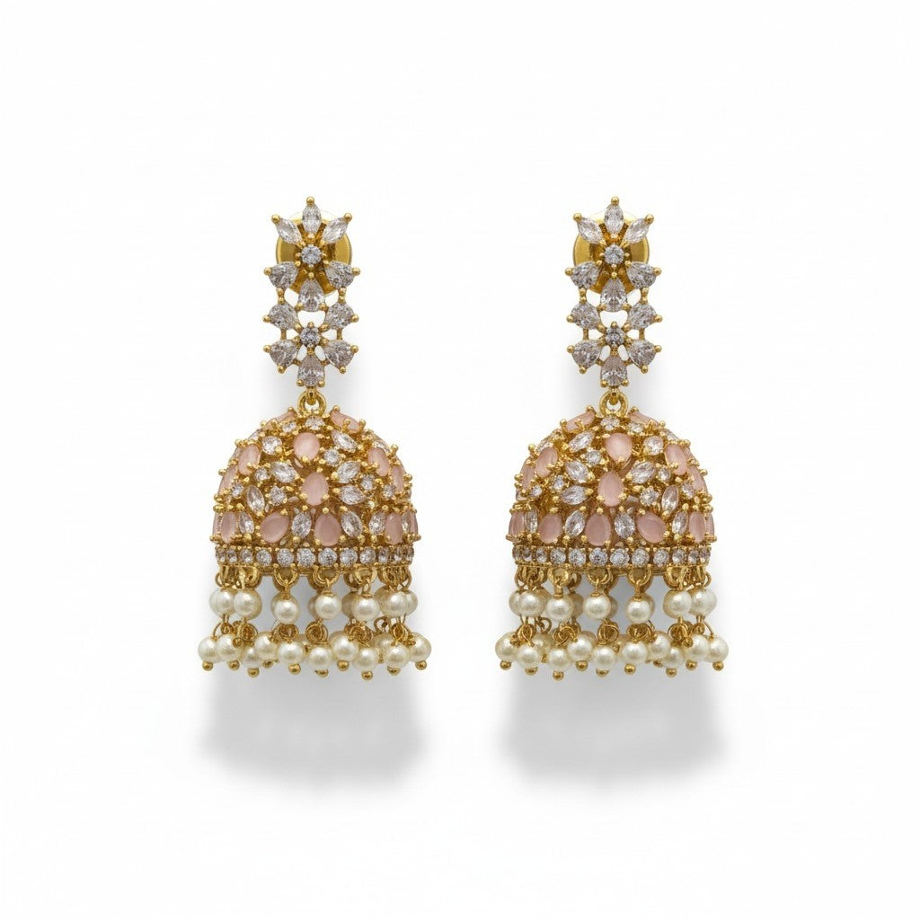 AD stone Jhumka Peach