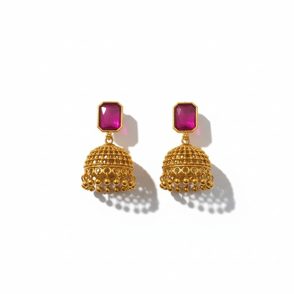 Matte Finish Rani Pink Jhumka
