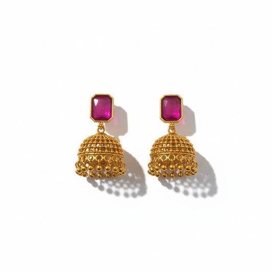Matte Finish Rani Pink Jhumka