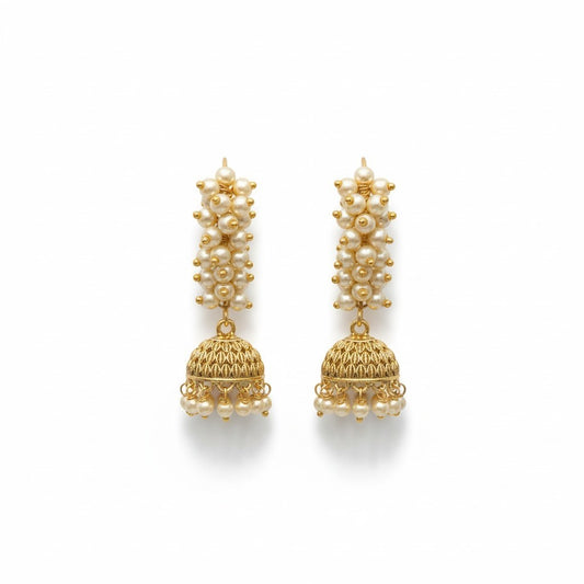 Golden Pearl Meenakari Jhumka