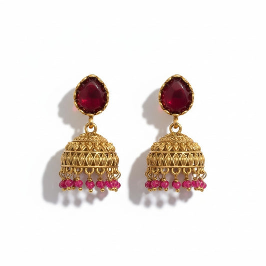 Red stone Jhumka