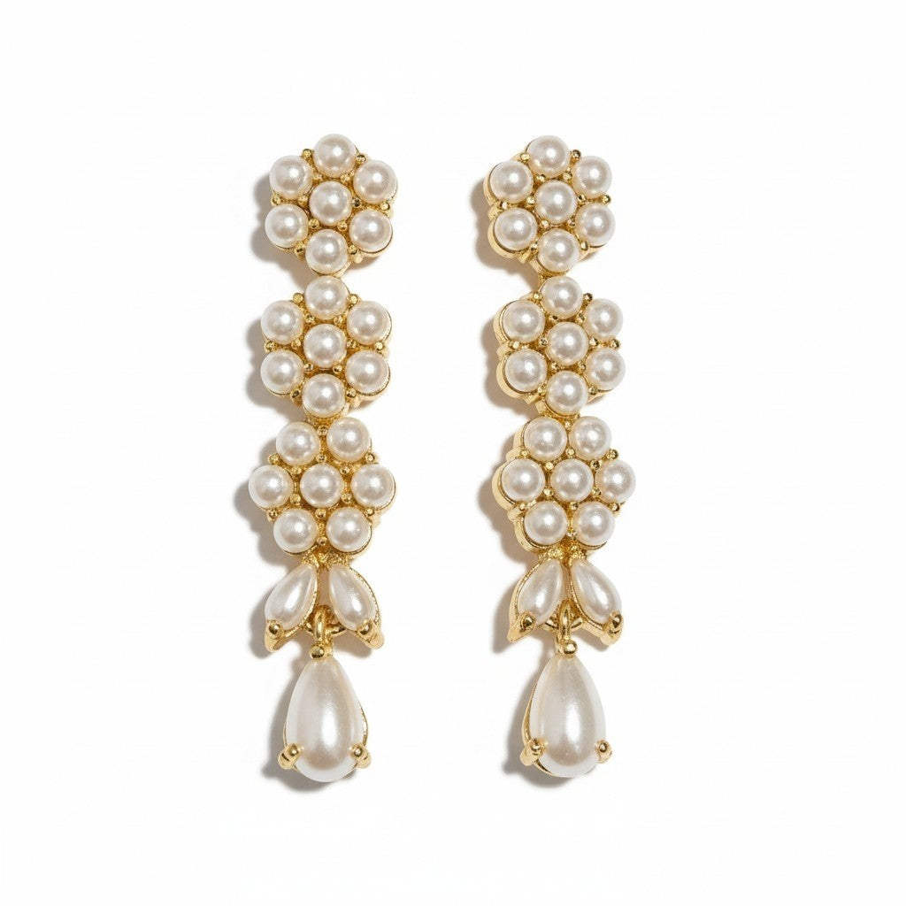Pearl and Ruby Stone Earrings