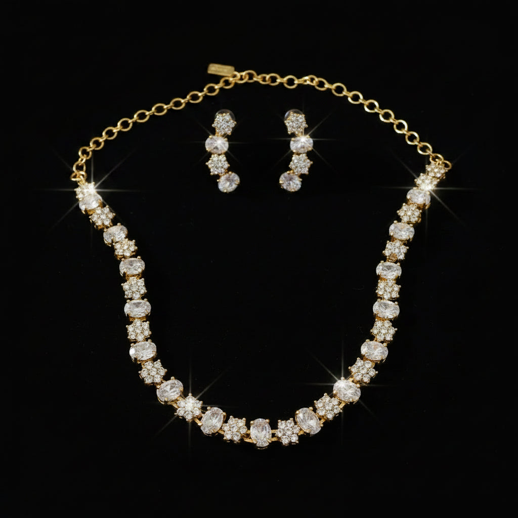 Floral Tennis-Style Choker Set.