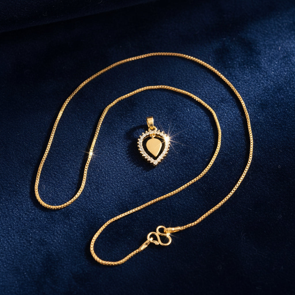 Diamond Replica Pendant with Gold Plated Chain