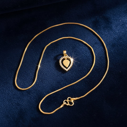 Diamond Replica Pendant with Gold Plated Chain