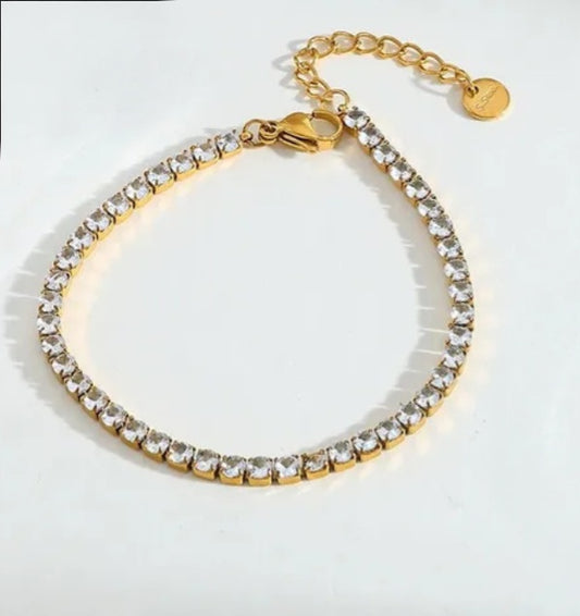 Zircon Tennis Chain Bracelet Stainless Steel
