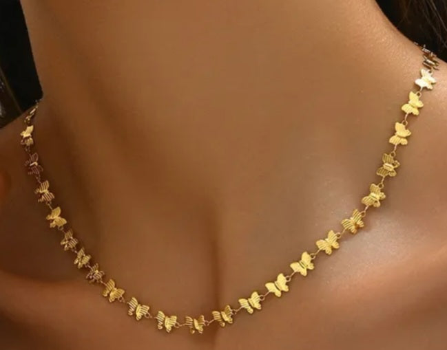18K Gold Plated Butterfly Necklace waterproof