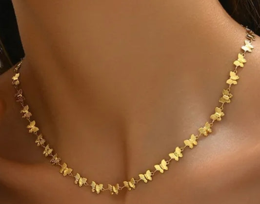18K Gold Plated Butterfly Necklace waterproof