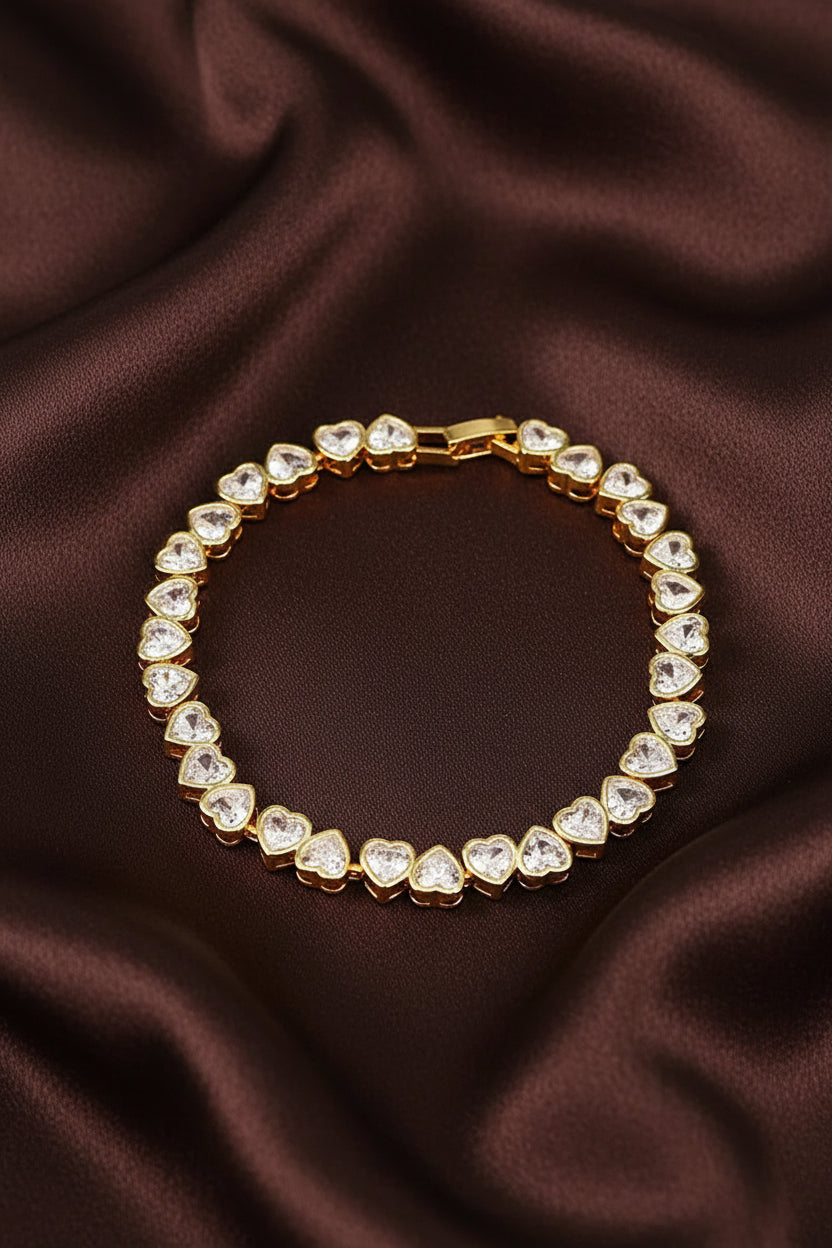 18K Gold Plated Inlay Heart Shape Zircon Bracelet