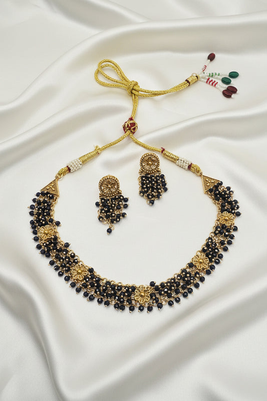Double shade Flower Pearl Necklace