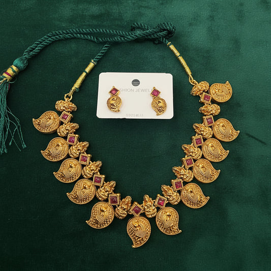 Antique Matte Finish Temple Jewellery