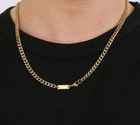 Mens Simple Style Streetwear 18K Gold Plated Necklace