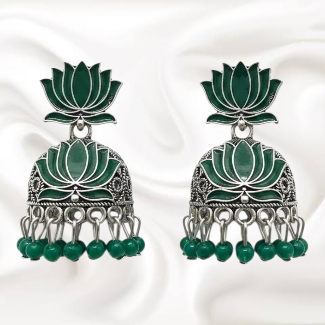 Black Metal Lotus Jhumka