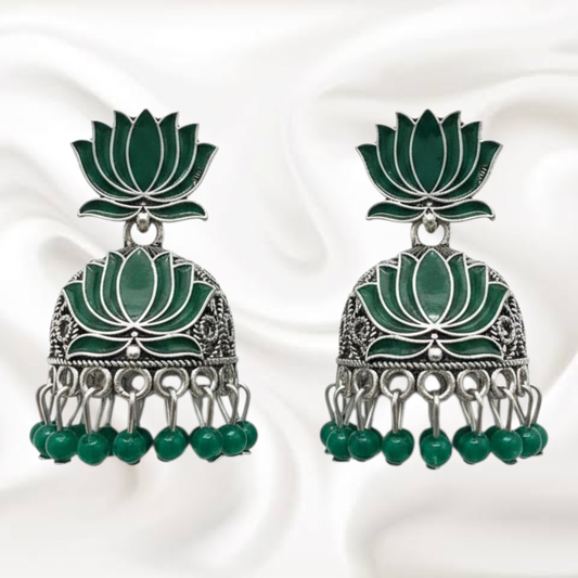 Black Metal Lotus Jhumka