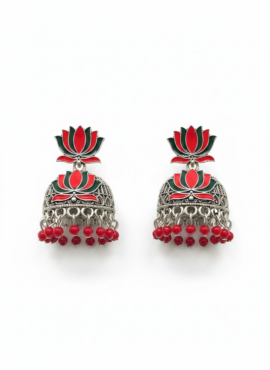 Black Metal Lotus Jhumka