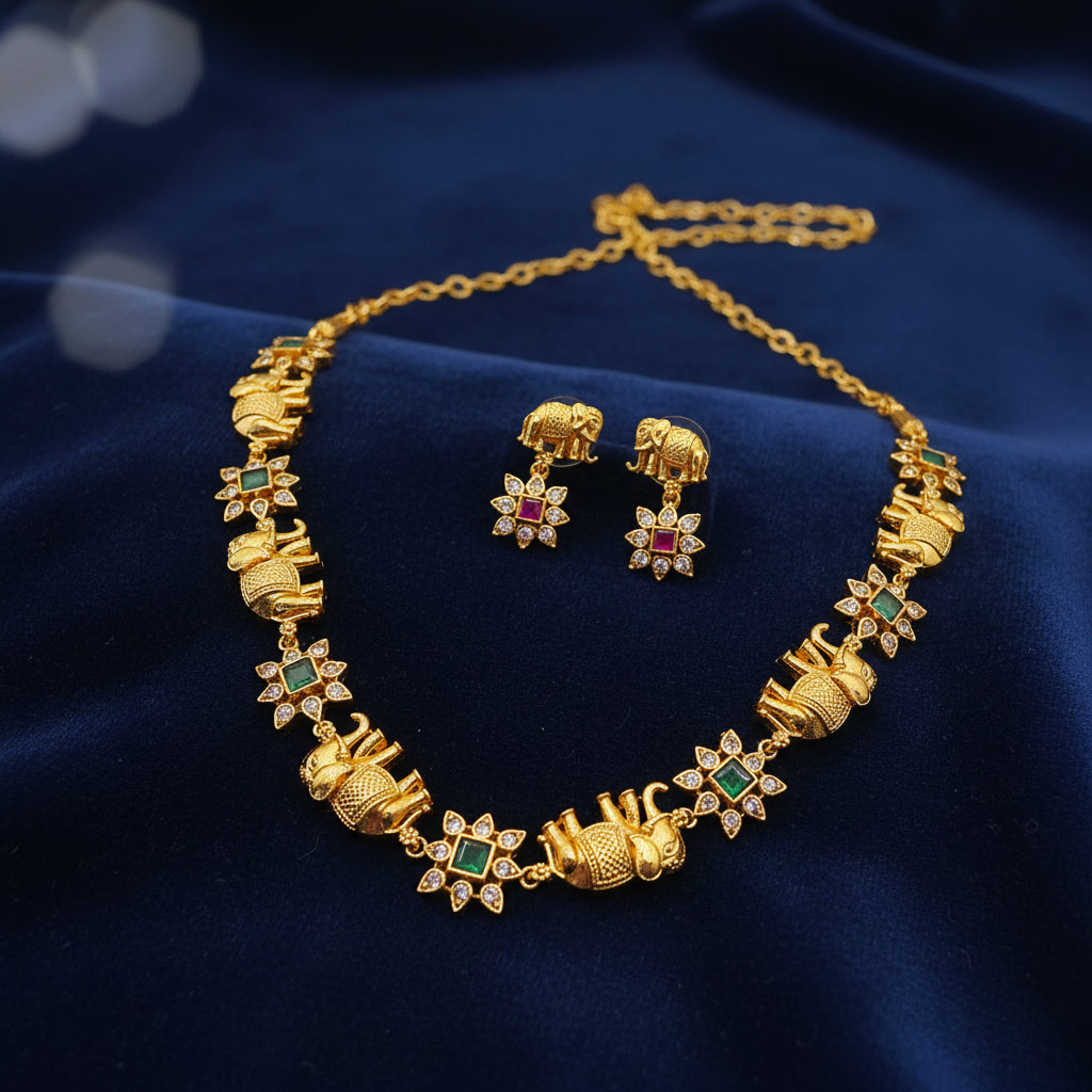 Elephant Motif Necklace Set