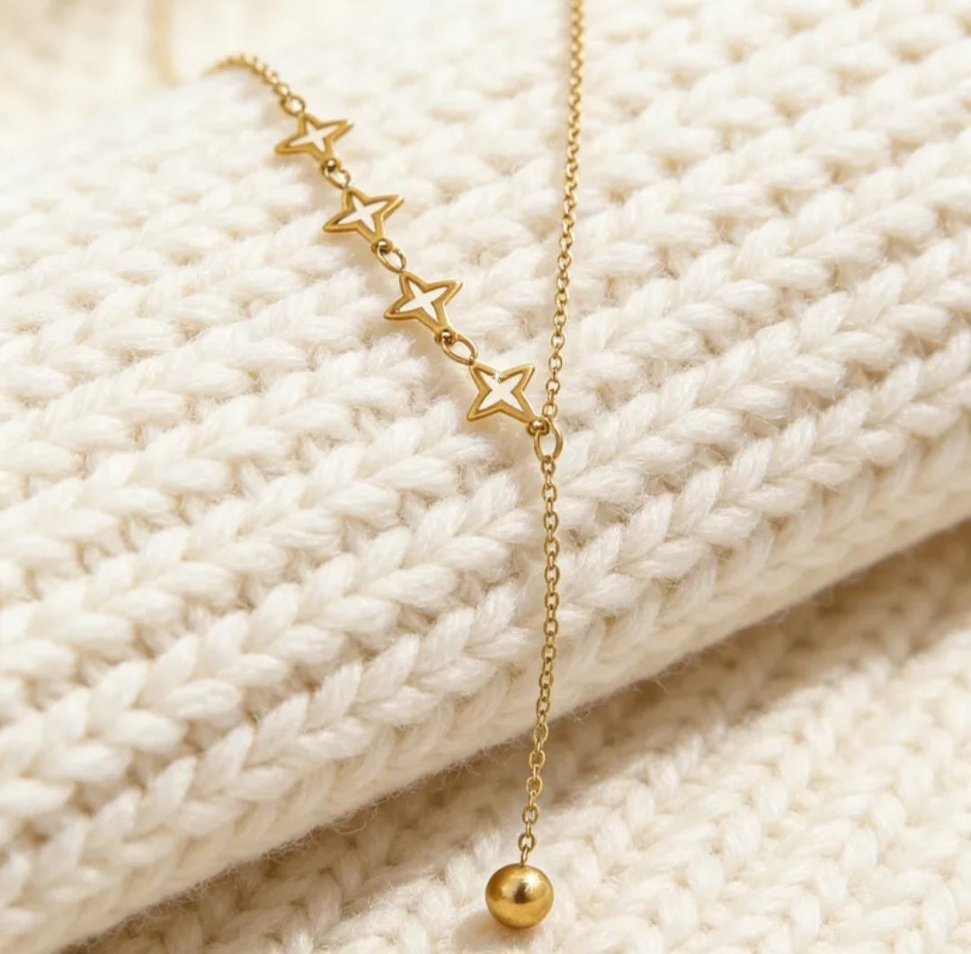 Star Necklace Cable Chain 18K Plated Waterproof