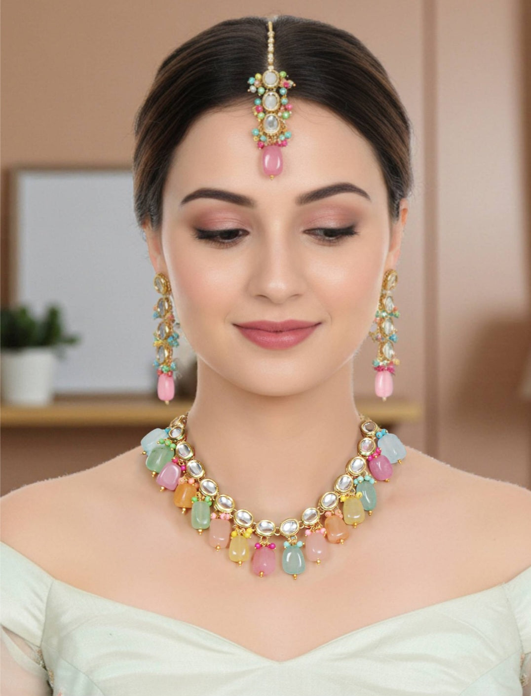 Meenakari Kundan Multicolour Necklace