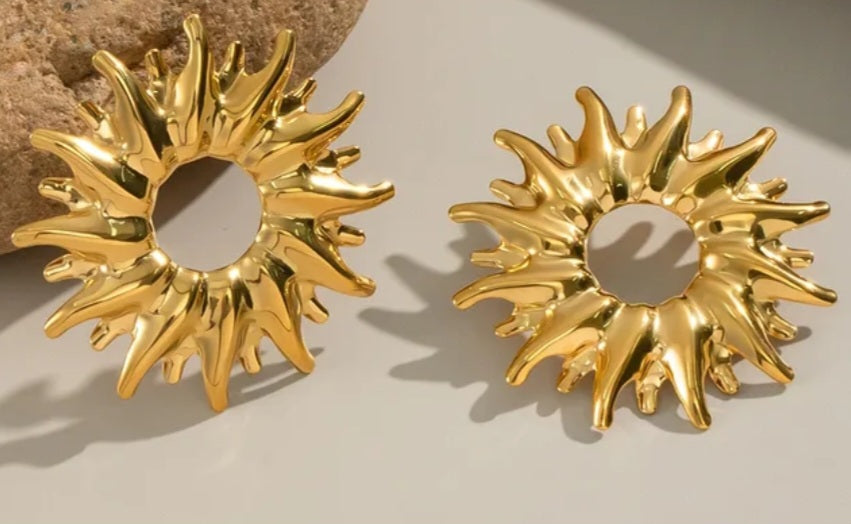 Sun Earrings Plated Waterproof Jewellery