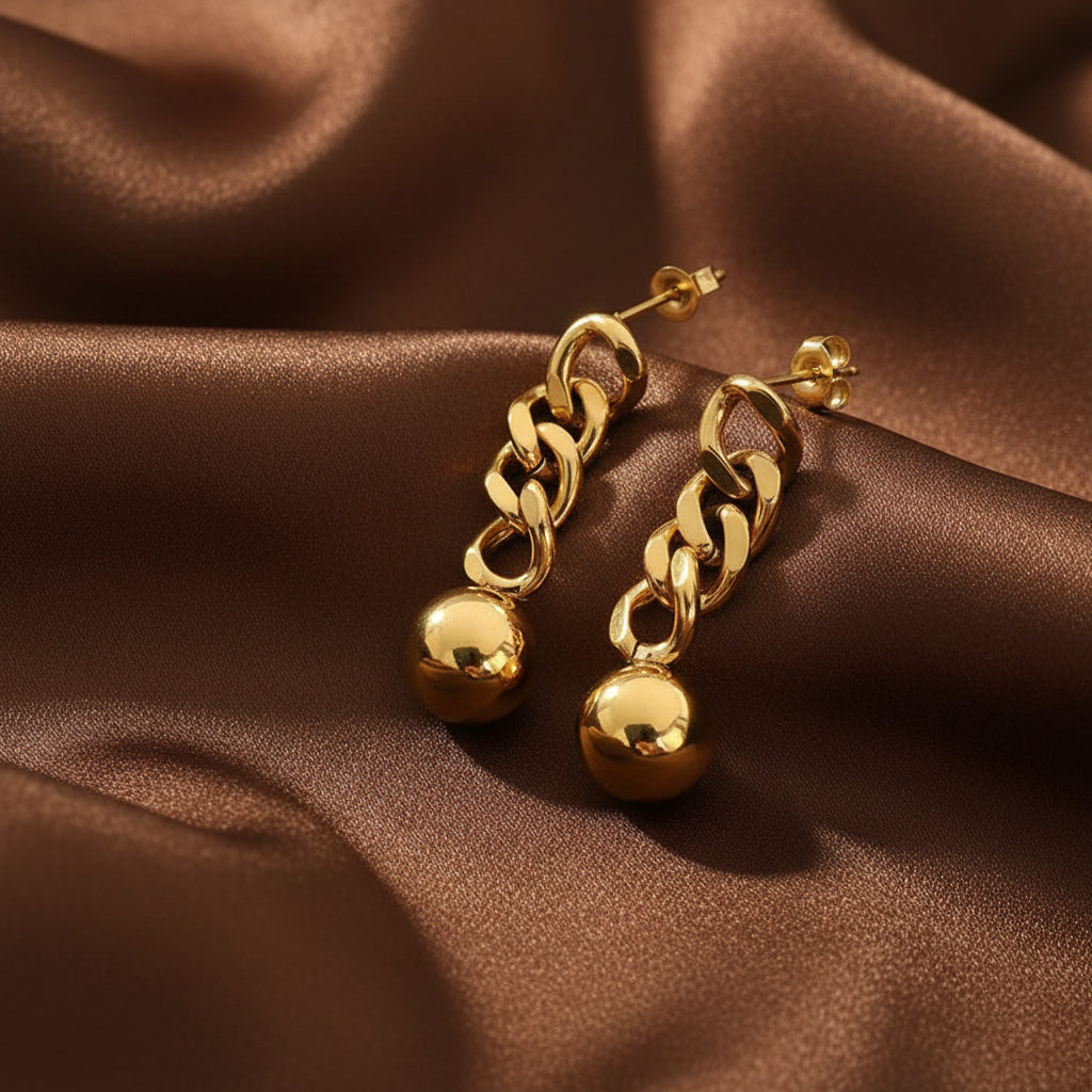 Round Ball Earrings 18K Gold Plated Waterproof