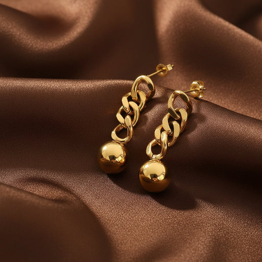 Round Ball Earrings 18K Gold Plated Waterproof