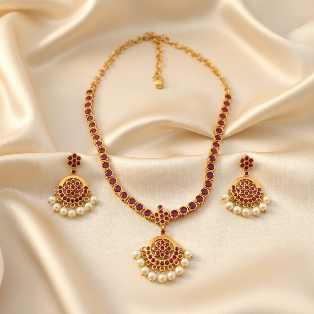 Pink stone Traditional Necklace