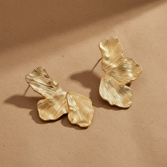 Golden Flower Earrings Ekectroplated