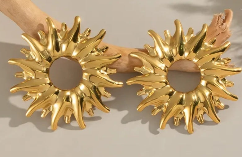 Sun Earrings Plated Waterproof Jewellery