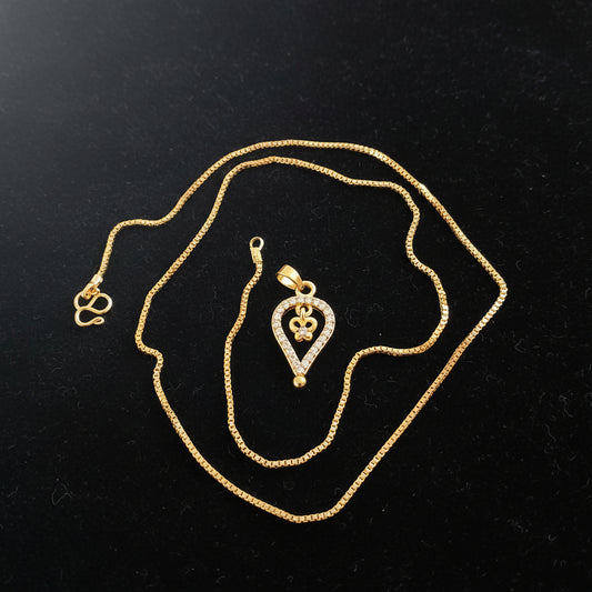Diamond Replica Pendant with Gold plated Chain